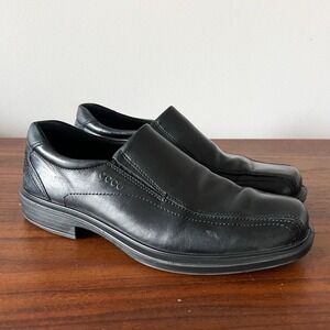ECCO Men's Black Leather Slip On Comfort Shoes Size EU 43
